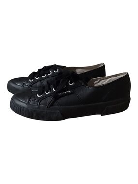 Superga Black Leather Low-Profile Women's Sneakers